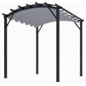 Pergola arche aluminium/acier gris anthracite 11,22m² avec toit en toile polyester 140gr/m² gris HABRITA