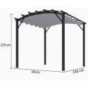 Pergola arche aluminium/acier gris anthracite 11,22m² avec toit en toile polyester 140gr/m² gris HABRITA