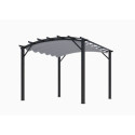 Pergola arche aluminium/acier gris anthracite 11,22m² avec toit en toile polyester 280gr/m² gris HABRITA