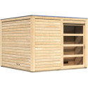 Sauna extérieur Cuben bois naturel avec vestibule 5 à 6 places 38mm KARIBU