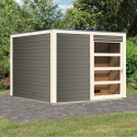 Sauna extérieur Cuben bois laqué gris avec vestibule 5 à 6 places 38mm KARIBU