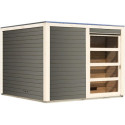 Sauna extérieur Cuben bois laqué gris avec vestibule 5 à 6 places 38mm KARIBU