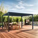 Pergola bioclimatique aluminium antracite 10,80m² - HABRITA