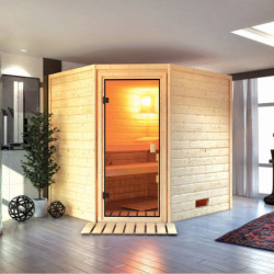 Sauna traditionnel d’angle Elea Woodfeeling - 3 à 4 places 38mm KARIBU