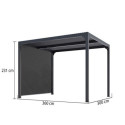 Pergola bioclimatique aluminium anthracite 10,80m² + rideau gris - HABRITA