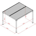 Pergola bioclimatique aluminium anthracite 10,80m² + rideau gris - HABRITA