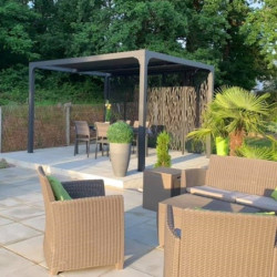 Pergola bioclimatique aluminium anthracite 10,80m² + 5 panneaux moucharabieh - HABRITA
