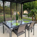 Pergola bioclimatique aluminium anthracite 10,80m² + 5 panneaux moucharabieh - HABRITA