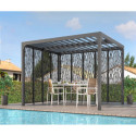 Pergola bioclimatique aluminium anthracite 10,80m² + panneaux moucharabieh - HABRITA