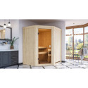 Sauna traditionnel d'angle FAURIN Woodfeeling 2 à 3 places 68mm KARIBU