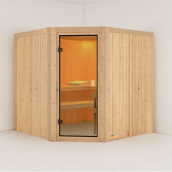 Sauna traditionnel d'angle KOTKA Woodfeeling 6 à 8 places 68mm KARIBU