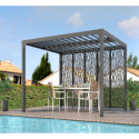 5 panneaux moucharabieh en acier - pergola bioclimatique alu 10,80m² - Habrita