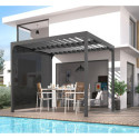 Rideau en PVC tissé gris pour côté 3m de la pergola bioclimatique alu 10,80m² Habrita