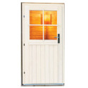 Sauna extérieur SUVA 3 bois laqué gris avec vestibule 6 à 7 places 38mm Woodfeeling KARIBU