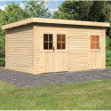 Sauna extérieur Niska bois naturel avec vestibule 5 à 6 places 38mm Woodfeeling KARIBU