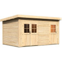 Sauna extérieur Niska bois naturel avec vestibule 5 à 6 places 38mm Woodfeeling KARIBU
