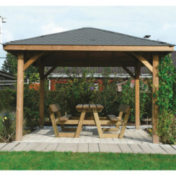 Pavillon de jardin KIOSK 8,64m² en bois traité autoclave - SOLID