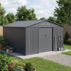 Abri de jardin métal 13m² FIRST anthracite + kit d'ancrage X-METAL