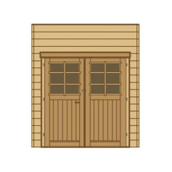 Paroi frontale avec double porte 210x245cm pour carport modulable en bois traité autoclave - SOLID