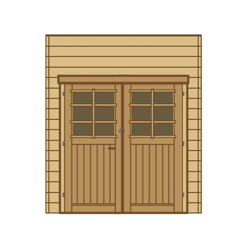 Paroi frontale avec double porte 210x245cm pour carport modulable en bois traité autoclave - SOLID