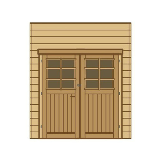 Paroi frontale avec double porte 210x245cm pour carport modulable en bois traité autoclave - SOLID