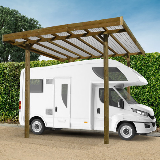 Carport modulable Camping car 4x5x4,22m en bois traité autoclave - SOLID