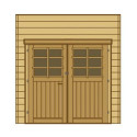 Paroi frontale avec double porte 270x245cm pour carport modulable en bois traité autoclave - SOLID