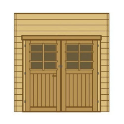 Paroi frontale avec double porte 270x245cm pour carport modulable en bois traité autoclave - SOLID
