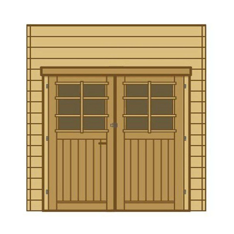 Paroi frontale avec double porte 270x245cm pour carport modulable en bois traité autoclave - SOLID