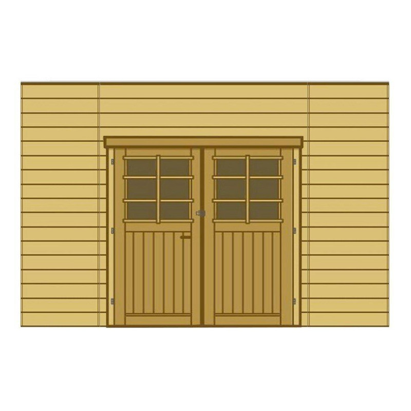 Paroi frontale avec double porte 390x245cm pour carport modulable en bois traité autoclave - SOLID