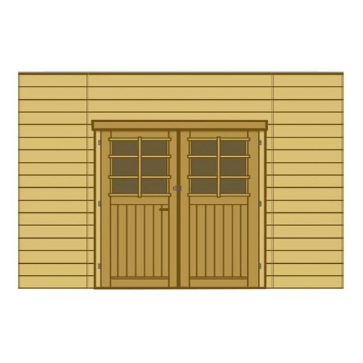 Paroi frontale avec double porte 390x245cm pour carport modulable en bois traité autoclave - SOLID