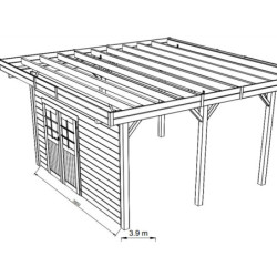 Paroi frontale avec double porte gauche 390x245cm pour carport modulable en bois traité autoclave - SOLID