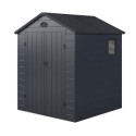 Abri de jardin en résine anthracite 3,65m² + kit de fondation - JOBU