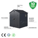 Abri de jardin en résine anthracite 3,65m² + kit de fondation - JOBU