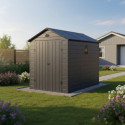 Abri de jardin en résine anthracite 5,32m² + kit de fondation - JOBU