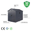 Abri de jardin en résine anthracite 5,32m² + kit de fondation - JOBU