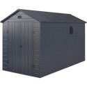 Abri de jardin en résine anthracite 6,99m² + kit de fondation - JOBU