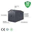 Abri de jardin en résine anthracite 6,99m² + kit de fondation - JOBU