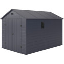 Abri de jardin en résine anthracite 8,90m² + kit de fondation - JOBU