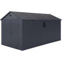 Abri de jardin en résine anthracite 11m² + kit de fondation - JOBU