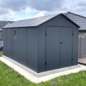 Abri de jardin en résine anthracite 11m² + kit de fondation - JOBU
