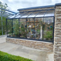 Serre adossée Prima 7,22m² en aluminium anthracite et verre trempé 4mm - Green Protect