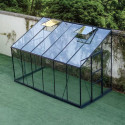 Serre adossée Prima 7,22m² en aluminium anthracite et verre trempé 4mm - Green Protect