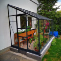 Serre adossée Prima 7,22m² en aluminium anthracite et verre trempé 4mm - Green Protect