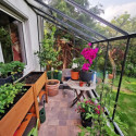 Serre adossée Prima 7,22m² en aluminium anthracite et verre trempé 4mm - Green Protect