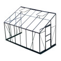 Serre adossée Prima 7,22m² en aluminium anthracite et verre trempé 4mm - Green Protect