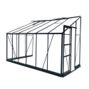 Serre adossée Prima 7,22m² en aluminium anthracite et verre trempé 4mm - Green Protect