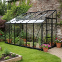 Serre adossée Prima 7,22m² en aluminium anthracite et verre trempé 4mm - Green Protect