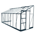 Serre adossée Prima 9,63m² en aluminium anthracite et verre trempé 4mm - Green Protect