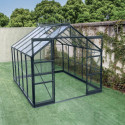 Serre de jardin Prima 7,42m² en aluminium anthracite et verre trempé 4mm - Green Protect